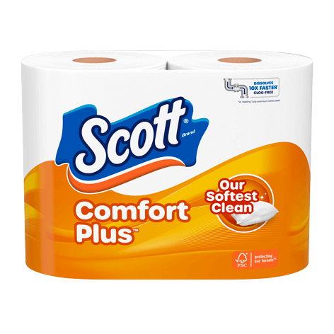 Scottex Clean Complete Toilet Paper, Pack of 24 Maxi Rolls (8x3) - 2210g