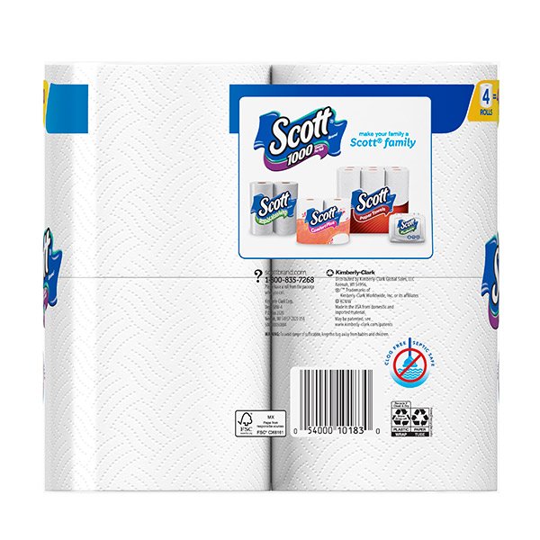 Scott 1000 Toilet Paper, Septic-Safe, Long Lasting, 20 Rolls, 1,000 Sheets  per Roll